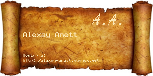 Alexay Anett névjegykártya